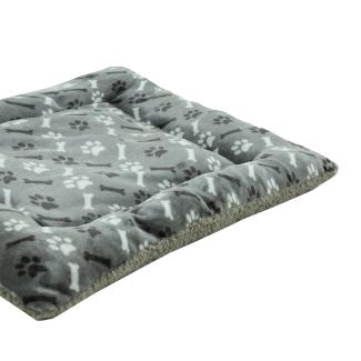 cama mascota con borreguito gris
