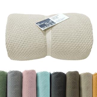 manta de punto algodón plaid pie de cama 