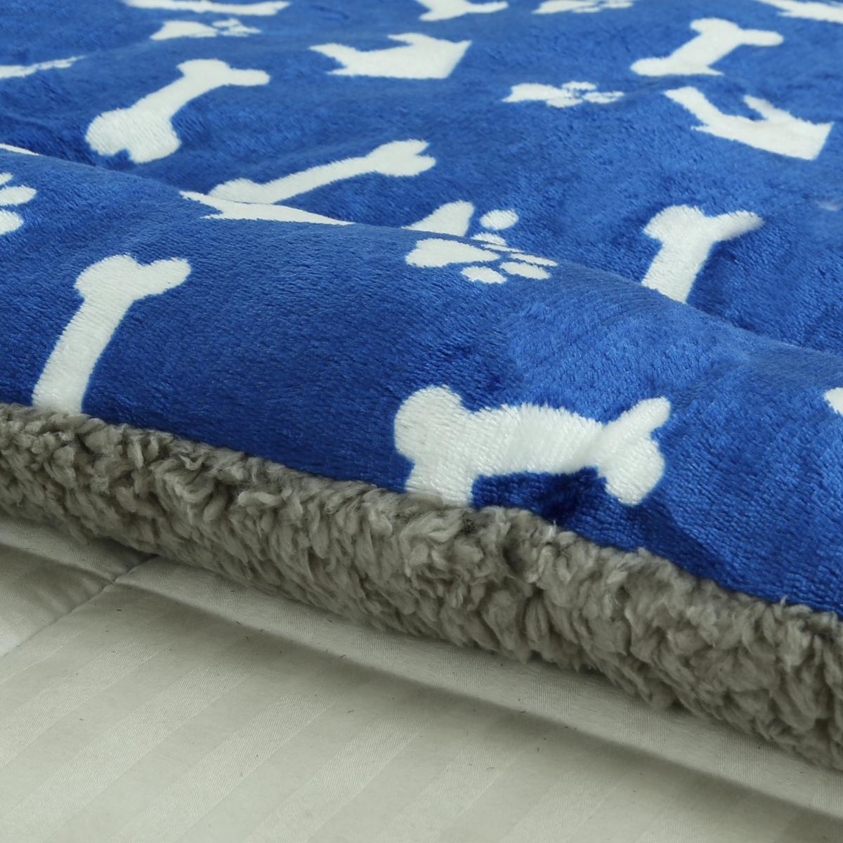 cama mascota invierno sherpa azul