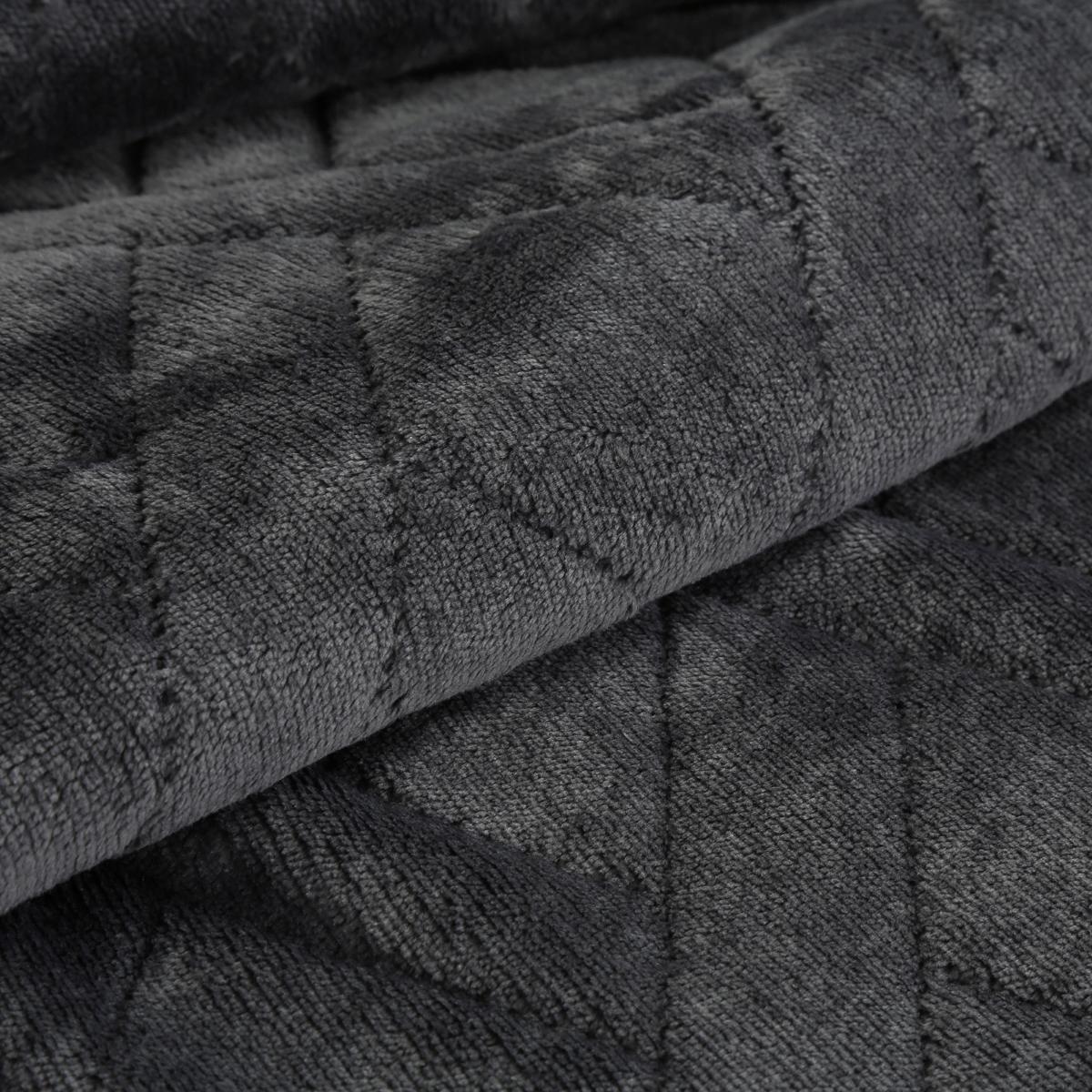 manta sherpa con borreguito gris oscuro liso termosellado para sofa y cama