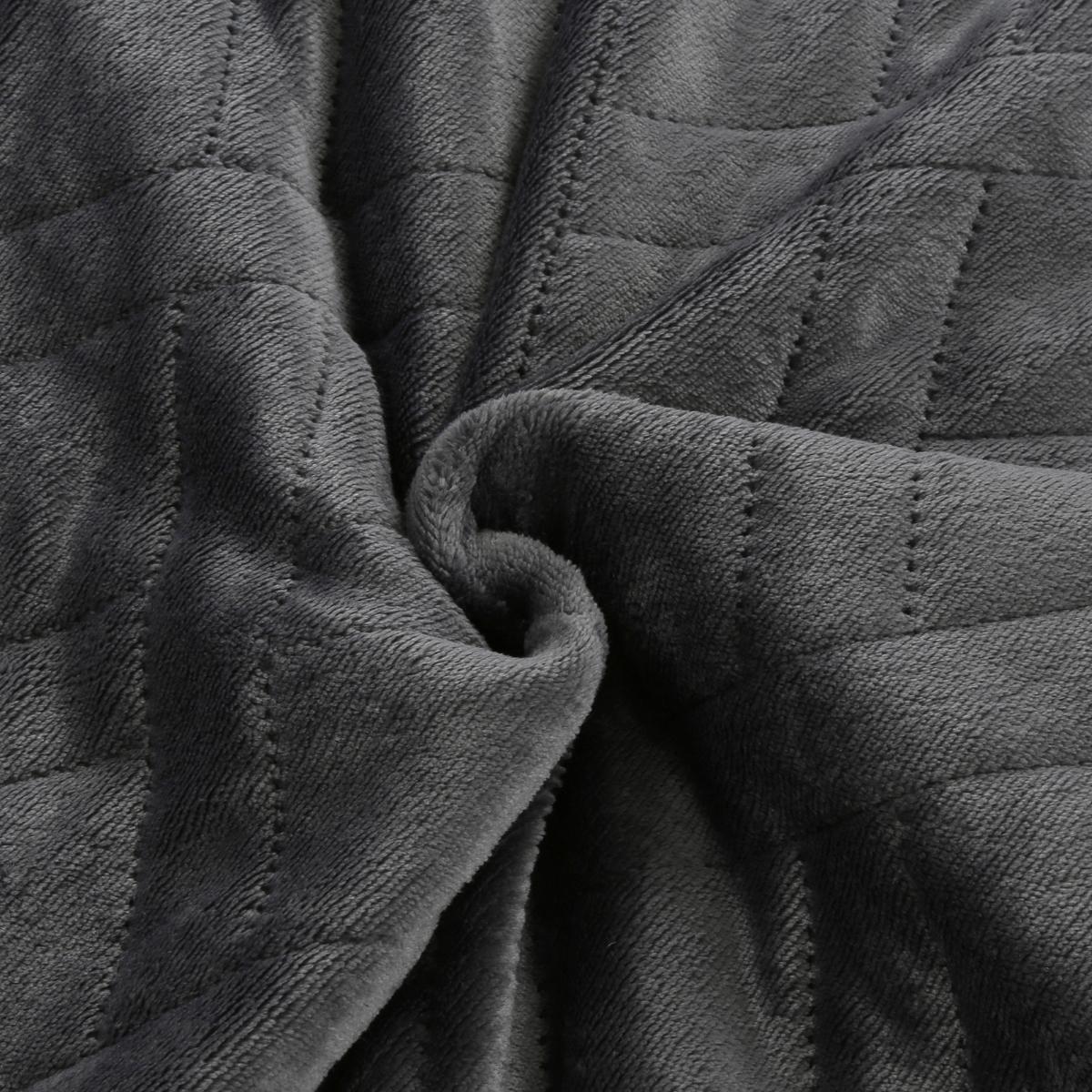 manta sherpa con borreguito gris oscuro liso termosellado para sofa y cama