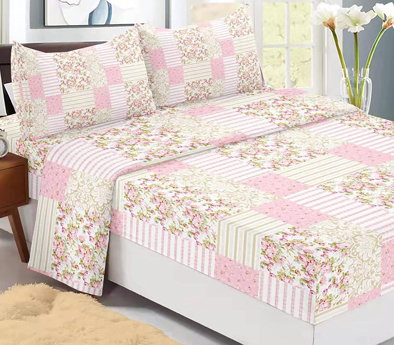 sabanas verano de 4 piezas rosa floral