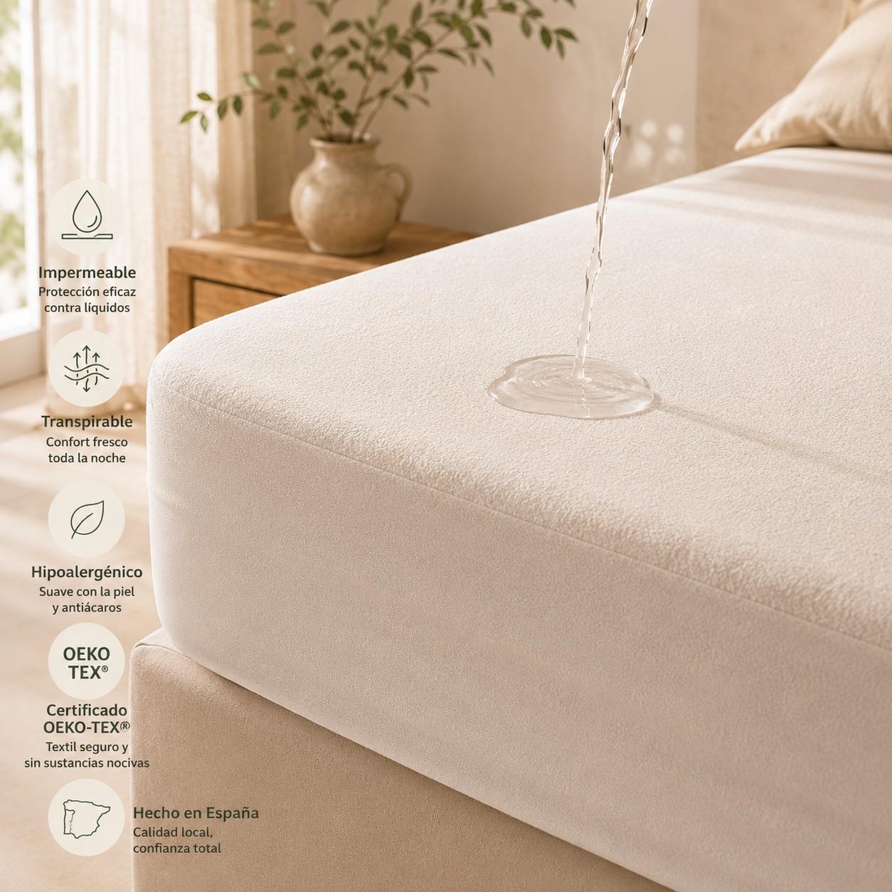 protector de colchon rizo algodón silencioso impermeable