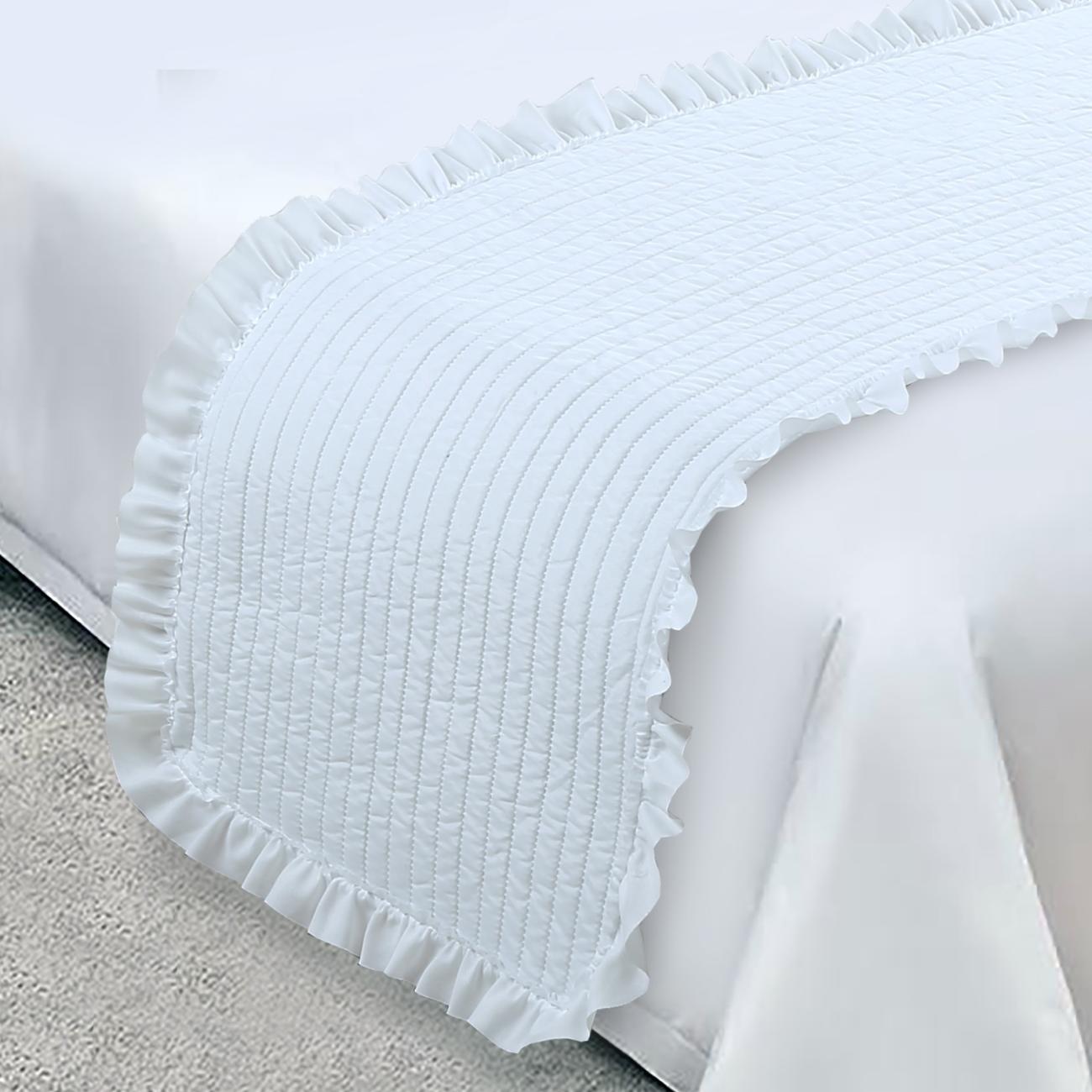 pie de cama con volantes blanca