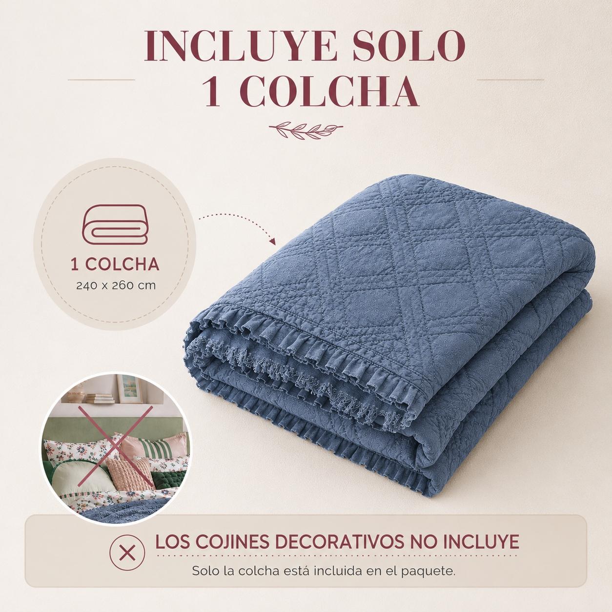 colcha con volantes azul Capri