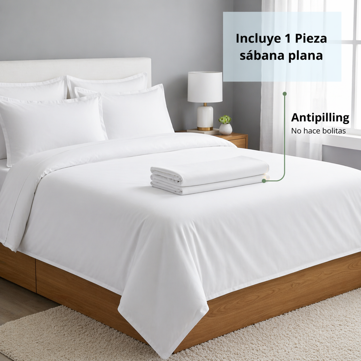 sabana plana encimera 100% algodón puro natural blanca hosteleria 