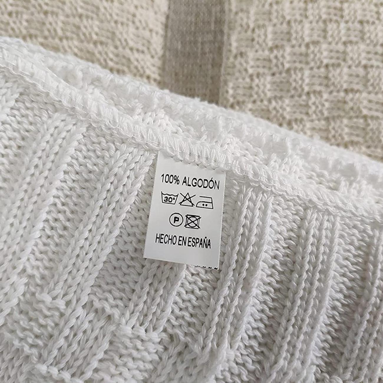 manta de punto blanca plaid pie de cama algodón