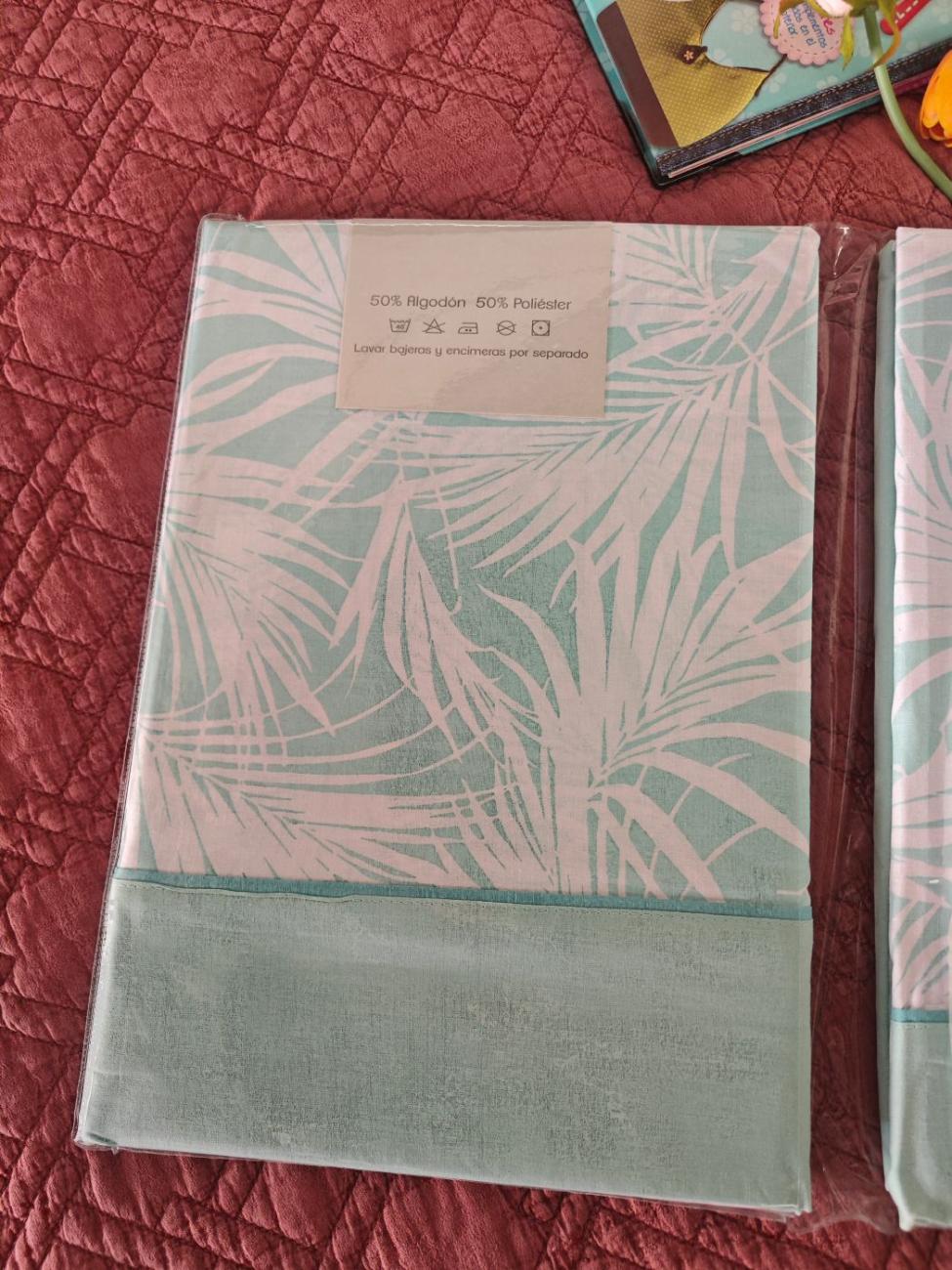 sabana algodón juego de 3/4 piezas estampado verde hoja