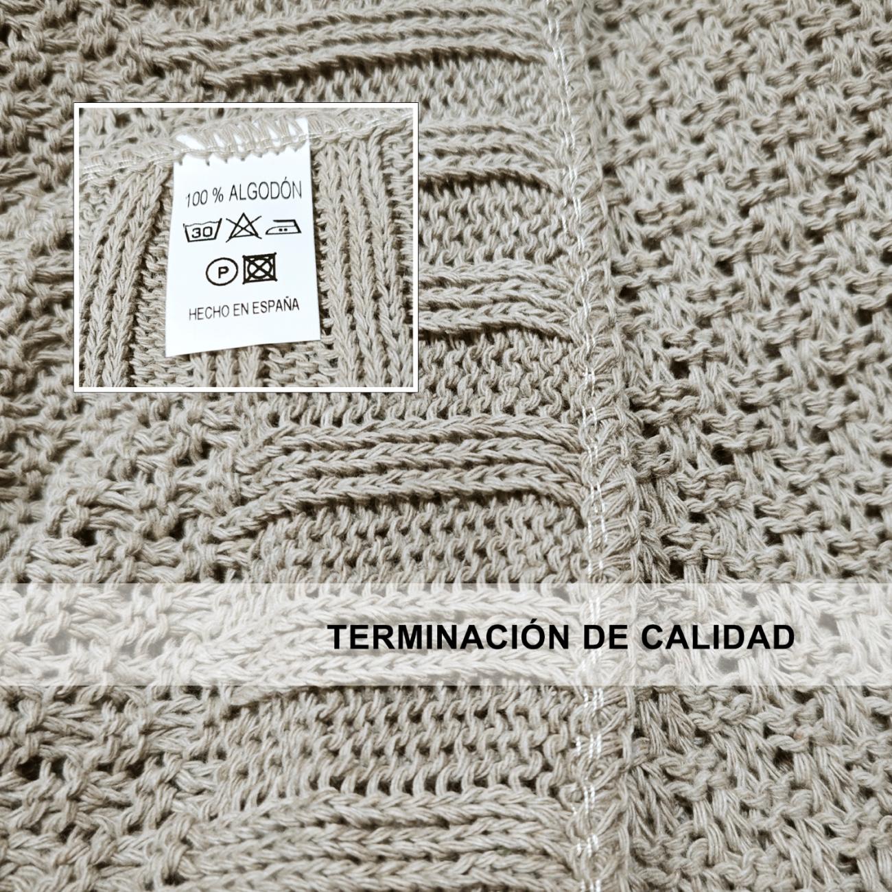 manta de punto algodón arena beige