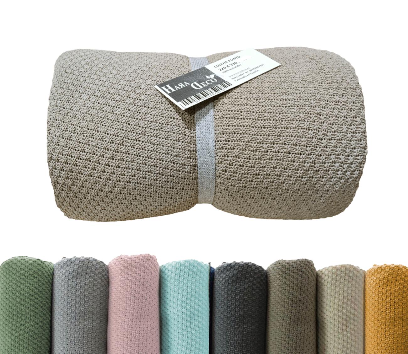 manta de punto algodón arena beige